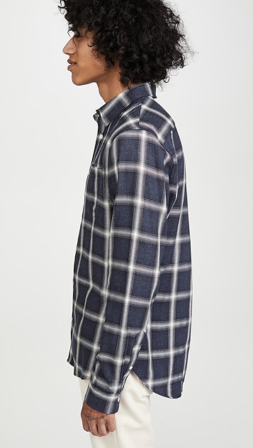 阴影格纹长袖衬衣