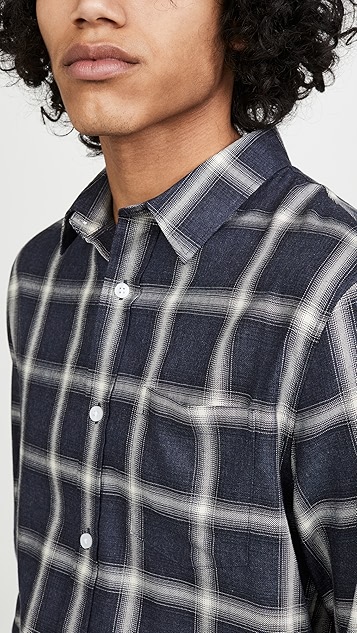 阴影格纹长袖衬衣