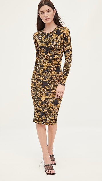 versace jeans couture 腰果花印花连衣裙