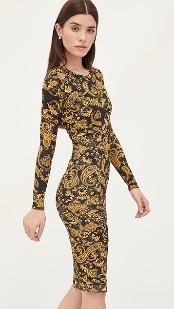 versace jeans couture 腰果花印花连衣裙