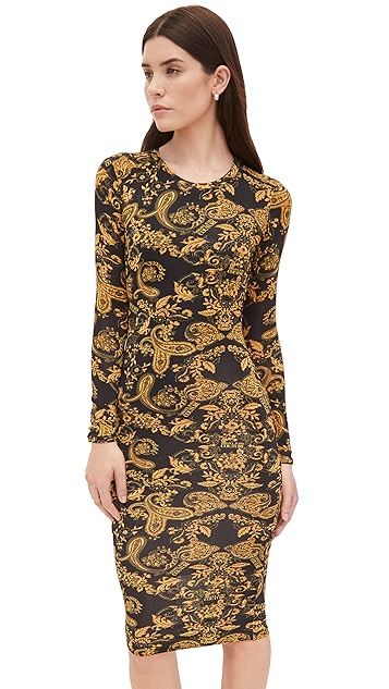 versace jeans couture 腰果花印花连衣裙