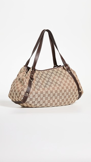 what goes around comes around gucci 棕色帆布 abbey 托特包
