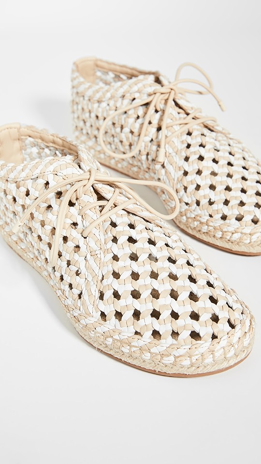 双色平底麻编鞋