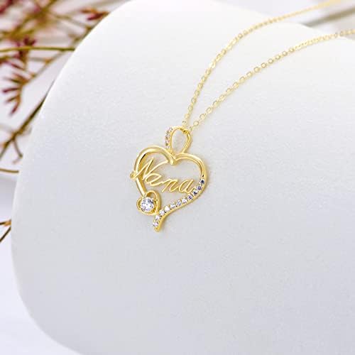 纯14k 金 grandma nana 项链 真金 奶奶 儿童吊坠项链 女式 爱心 精美