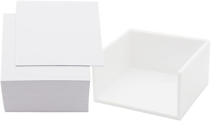 白色便签夹带空白便签立方体简单PS记事本收纳盒500张不粘便签垫套装适