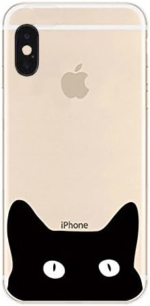 Iphone X 兼容 Designer Choice 系列可爱猫系列多彩弹性超薄透明苹果iphone 手机壳套 黑猫猫猫猫猫咪图案 亚马逊中国 手机通讯