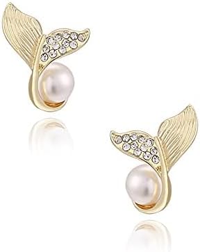 鱼尾形状 925 银珍珠耳环