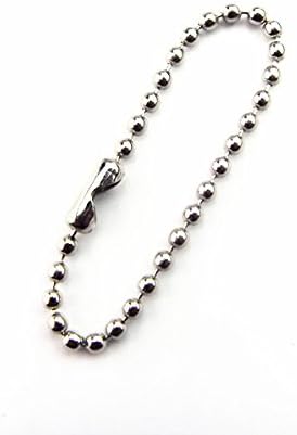 kang yuan 100 件标签链镀镍钢珠银球链钥匙扣(2.4 毫米 4 英寸)