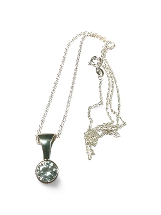 MD JEWELS 1.00 carat round cut Diamond Women's single frame pendant Necklace 14k white gold finish, sterling silver, square stone