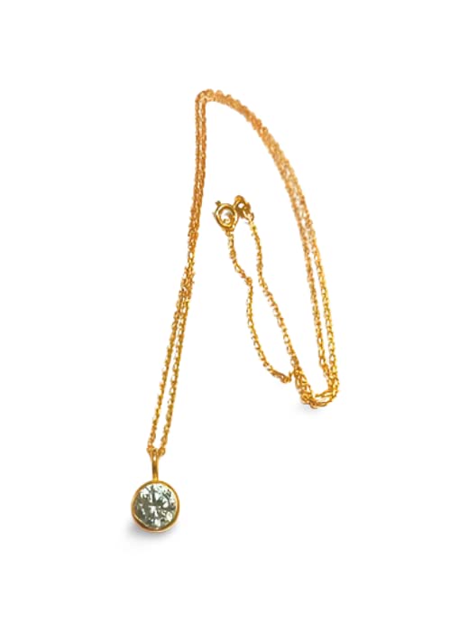 MD JEWELS 1.00 carat round cut Diamond Women's pendant Necklace with single bezel 14k gold finish, sterling silver, square stone