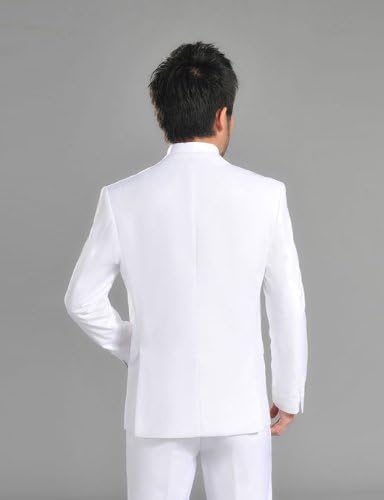 男装修身西装西服套装结婚新郎纯白色宴会礼服韩版西服男士式西装 185 Xxxl 白色 Haoyu 服饰箱包 亚马逊中国