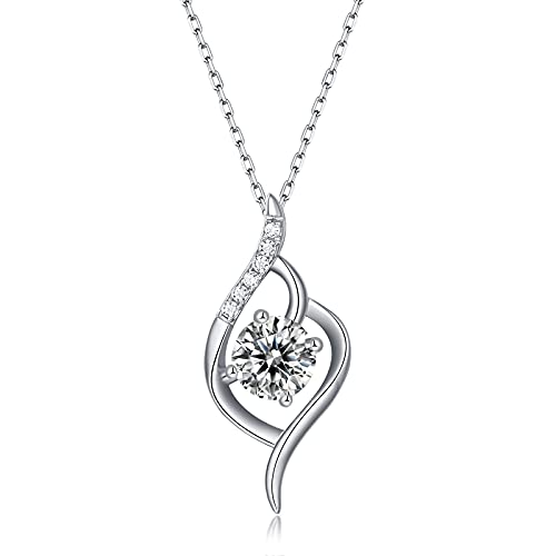 PRSIRE DESIGN 925 Sterling Silver 1 carat cubic Zirconia first encounter fashion necklace, standard sterling silver, cubic zircon
