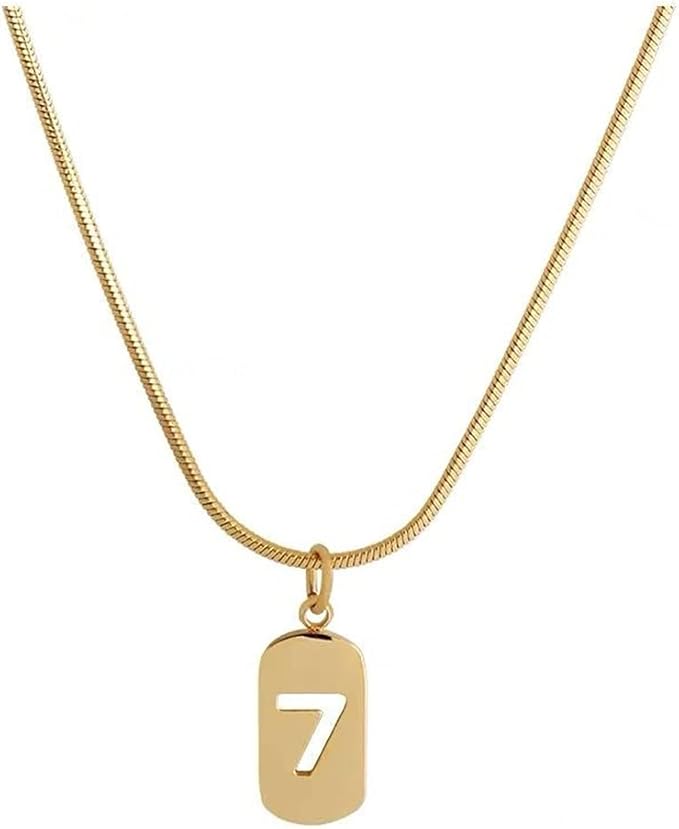 renyilin 幸运数字项链 适合女士和女孩 18k 镀金吊坠项链 礼品数字