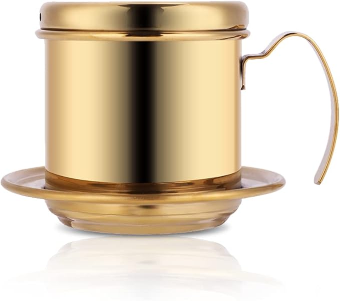 zopsc 不锈钢咖啡过滤杯越南咖啡滴滤器器冲滤器家用咖啡壶(金色)