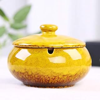 yhjj 手工陶瓷烟灰缸,家庭办公室室内装饰,为吸烟者提供烟灰缸,带盖