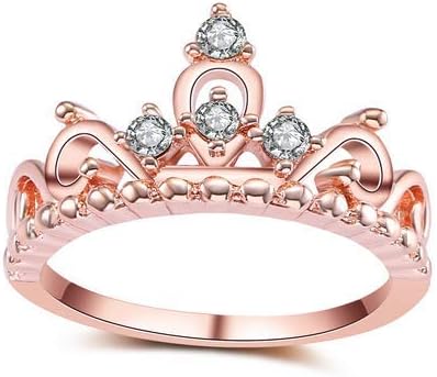 tafeily18k镀金镀银皇冠戒指方晶锆石公主女王皇冠婚礼定情戒指适合