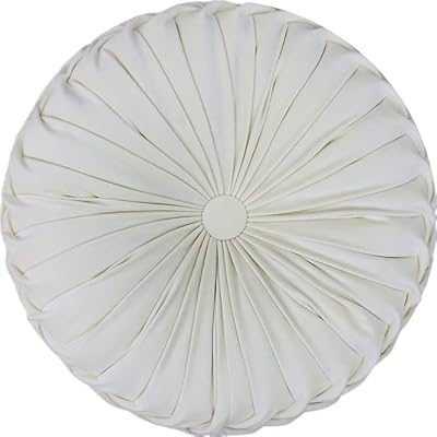 14 英寸圆形抱枕,天鹅绒冥想靠垫用于沙发,床,汽车和装饰地板(白色)