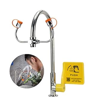 Cgoldenwall 水龙头安装眼洗手台应急铜眼垫圈90 方向可调节水槽安装 淋浴眼部冲洗淋浴适用于实验室家居和工业用途 带水龙头的眼罩清洗机 亚马逊中国 家居装修