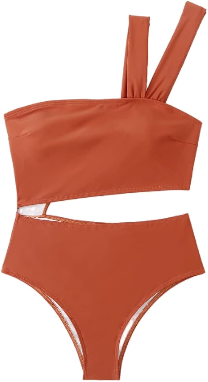 alzzlie 女式单肩高腰露背泳衣一件式夏季比基尼套装