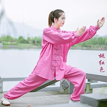 天然棉麻太极服练功服男中国风秋冬亚麻太极服套装武术服女黑桃红色m 运动户外休闲 亚马逊中国