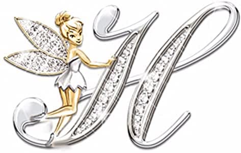 MD JEWELS 1.00 carat round cut diamond Women's "H" letter pendant Chainless 14k white gold finish, metal, square stone