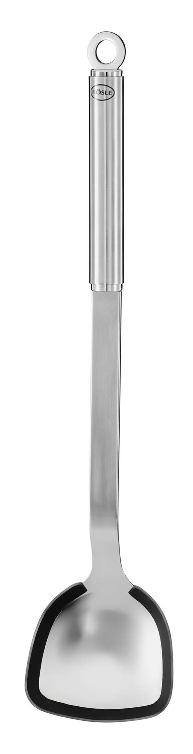 R O SLE Pan/Round Spoon Silicone Material Spoon with Silicone Edge and Round Handle Stainless Steel 18/10 Suitable for Dishwashers