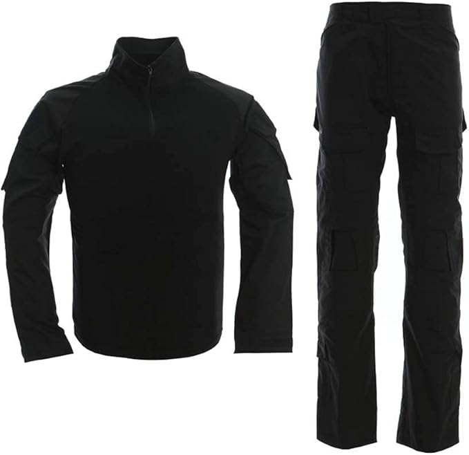 男式战术战斗衬衫和裤子套装长袖多机林地 bdu 狩猎军服 1/4 拉链