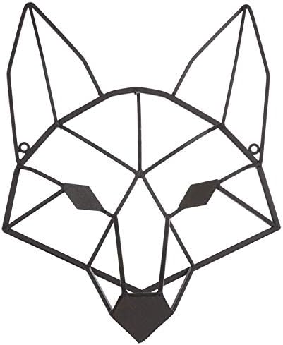 棕色几何狐狸头金属墙饰