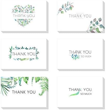 Thank You Card 48 包6 种设计空白 手写风格 包括感谢卡和信封 10 16 X 15 24 Cm 4x6 Inches 叶绿色 亚马逊中国 办公用品