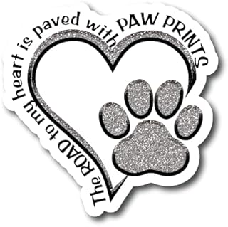 the road to my heart is paved with paw prints | 银色闪光心形爪印