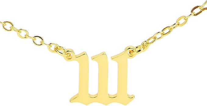 项链,111 222 333 44 555 66 77 88 99 18k 镀金项链女士幸运数字珠宝