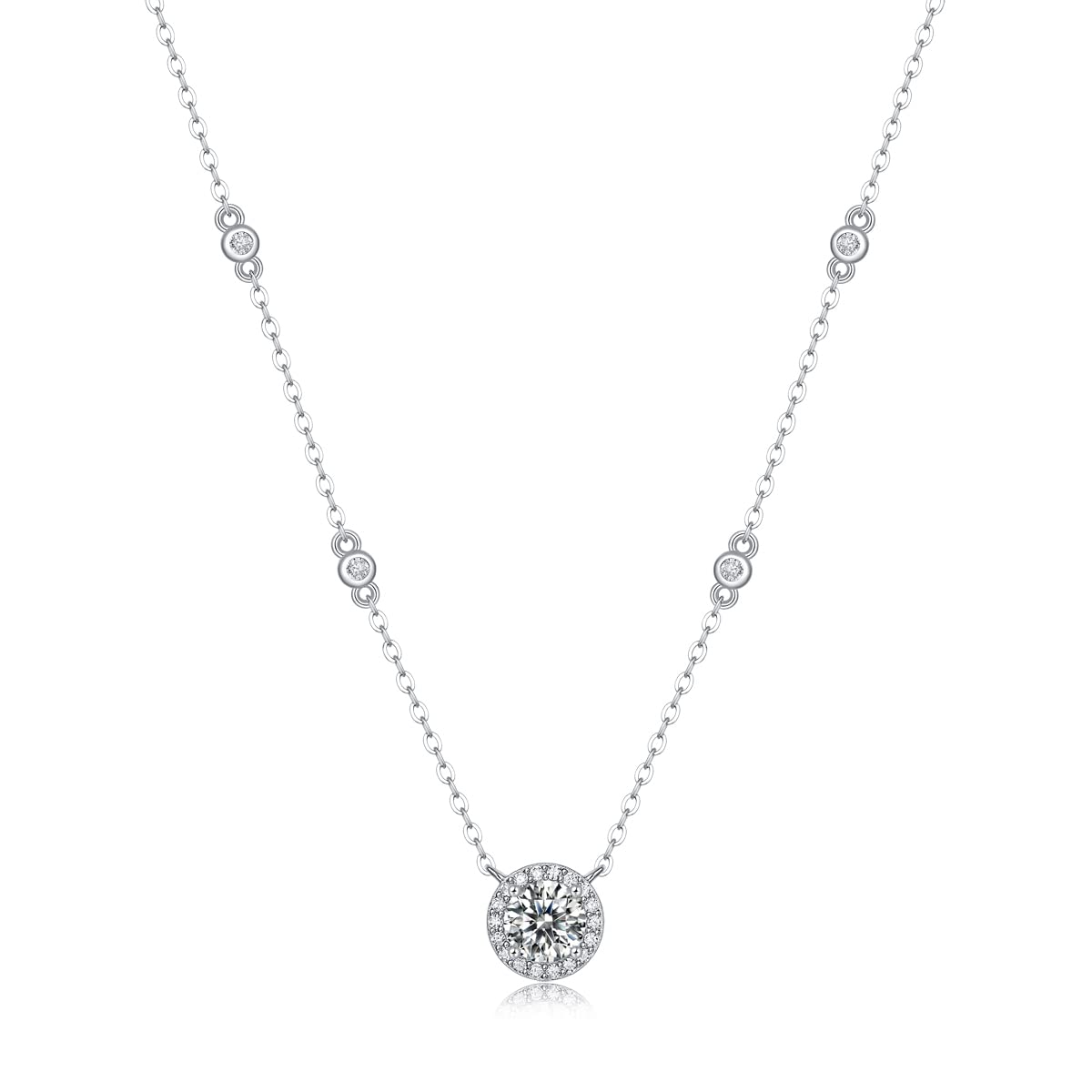 PRSIRE DESIGN 1 carat diamond 925 sterling silver Starlight Necklace for women, sterling silver, cubic zircon