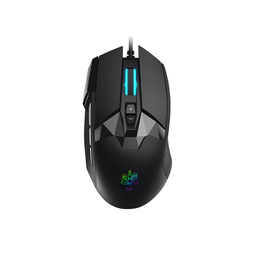 MOJO Pro Performance Silent Gaming Mouse - Wired gaming mouse with 9 programmable buttons including Sniper (Fast Fire) key,000 DPI,000 Hz,Force adjustable button, custom player profile and more