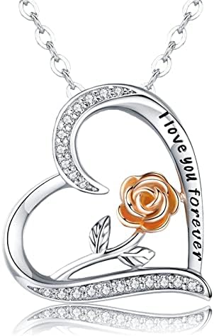 i love you forever 女士大象爱好者礼物 送给妈妈女儿心形项链 玫瑰