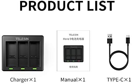 Gopro Hero 9 电池充电器3 通道go Pro Usb 充电器带c 型充电器线 快速充电适用于gopro Hero 9 黑色相机 价格报价图片评测多少钱