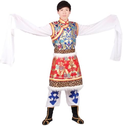 德艺坊藏族服装舞蹈服装表演服装少数民族服装舞台服饰 男蓝红藏袍蓝色xxxl 亚马逊中国 玩具