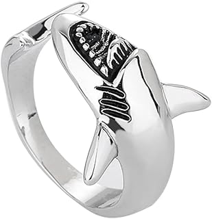 鱼巨型鲨鱼开口堆叠可伸缩指关节中指戒指时尚礼物送给好友生日圣诞节