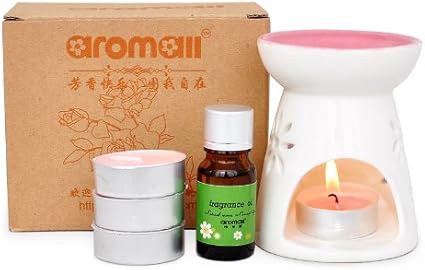 Aromall 哈乐猫香熏炉组合精油套装配10ml香薰精油4只无烟茶蜡SPA香薰炉 