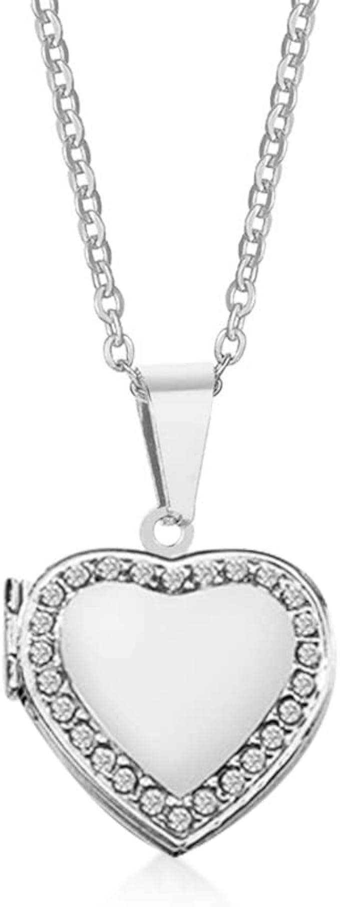 eternity love 小盒式项链适合女性女孩承诺心形吊坠,可装照片精致方