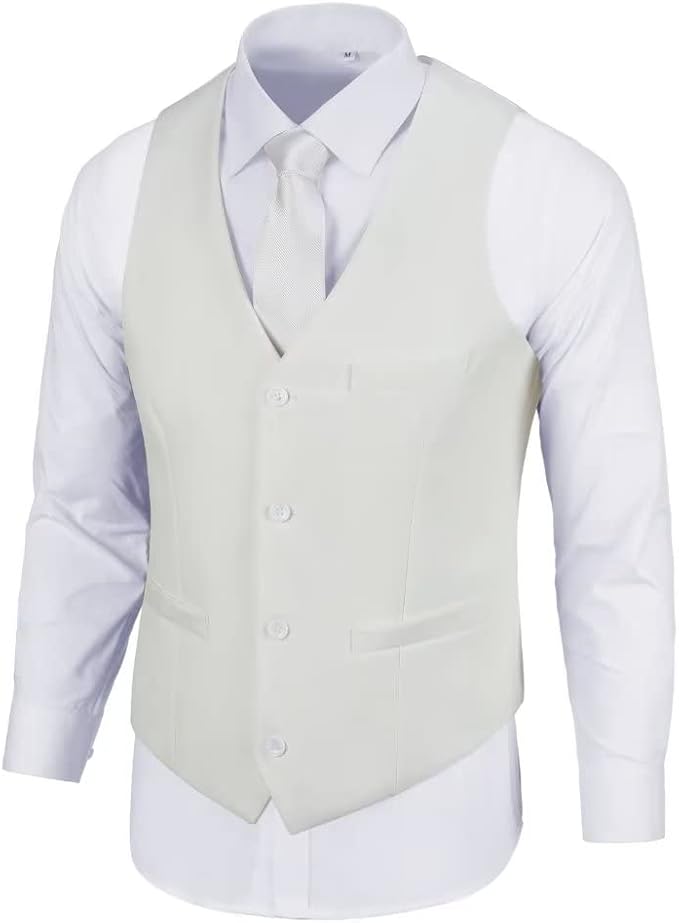 guexioxio 男式西装背心修身马甲正式背心男式婚礼舞会无袖夹克马甲