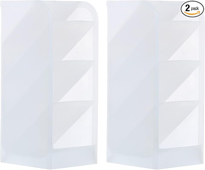 PATIKIL 4 格铅笔架,8 x 3.5 x 3 英寸(约 20.3 x 8.9 x 7.6 厘米),2 件装塑料笔筒笔