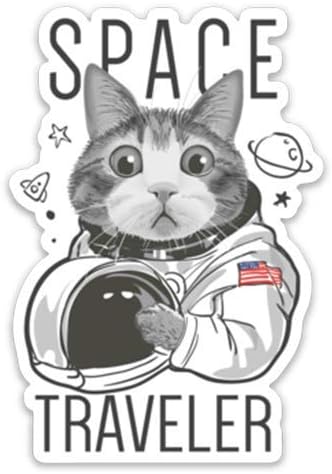 远超越乙烯基 - 2x 数量宇航员猫太空服旅行者笔记本电脑/汽车/吉他