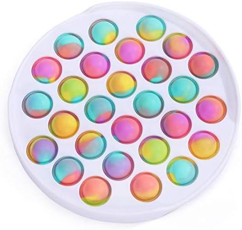coco emporium 圆形推杆 pop 扎染 fidget 玩具,趣味彩虹泡泡感官玩具