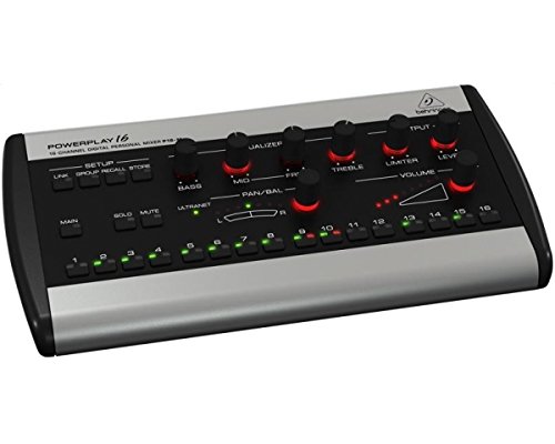 behringer 百灵达 p16-m 16 通道数字个人混音器 黑色和灰色 (p16m)