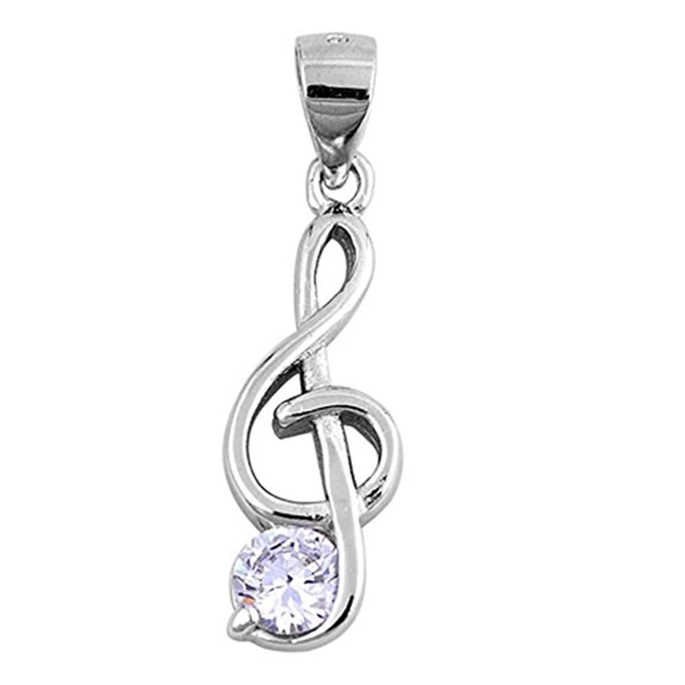 MD JEWELS 1.00 carat round cut diamond Women's Single Note Pendant Chainless 14k white gold finish, metal, square stone