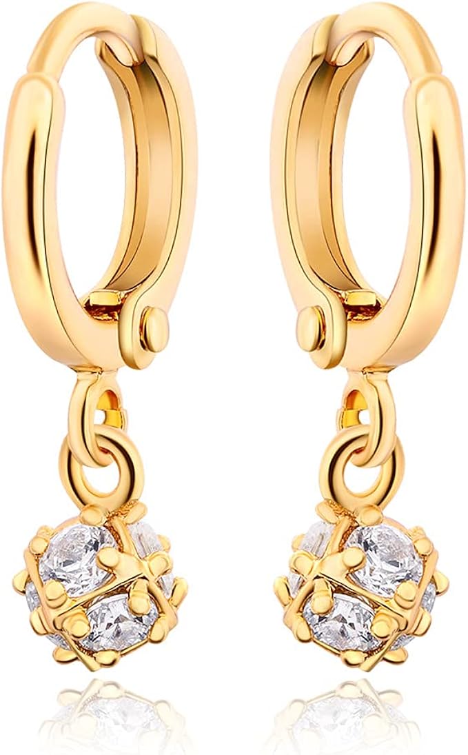 晶锆石金色耳环 女式 14k 金耳环 dainty star huggie 耳环 珠宝礼品