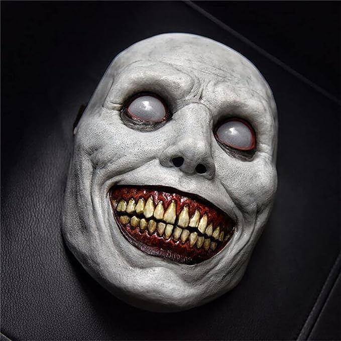 katishyro 令人毛骨悚然的万圣节面具,微笑的恶魔恐怖面具,用于万圣节