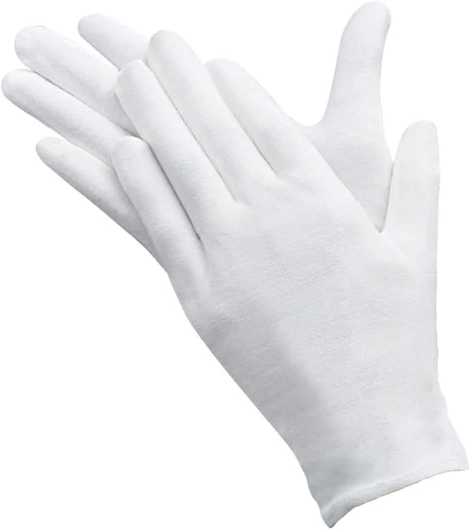 棉手套,12 双白色棉手套大号,硬币手套工作/衬里手套布手套,男女*干手