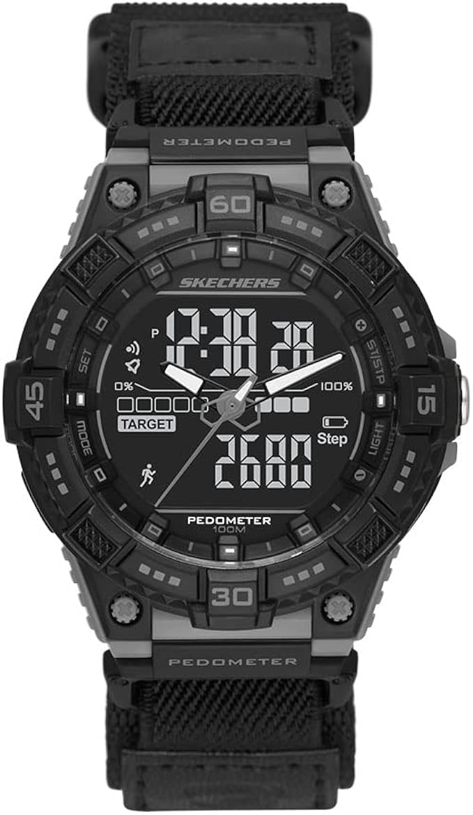 skechers 斯凯奇 男士石英休闲数码手表, 青黑色 : 亚马逊中国: 钟表