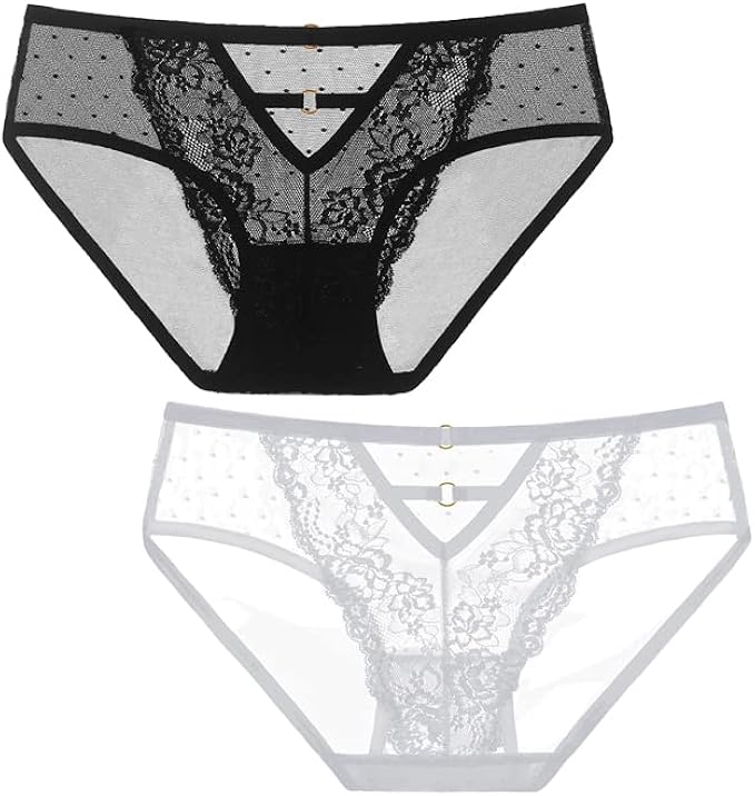 女式蕾丝花卉超薄网眼透明三角内裤女孩女士比基尼内裤